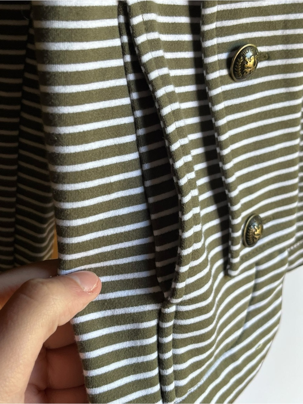 Tommy Hilfiger Olive Green & White Striped Military-Style Blazer NWOT Size M - Picture 7 of 9